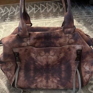 Aimee Kestenberg Brown tie dye “Let’s ride” convertible satchel in EUC